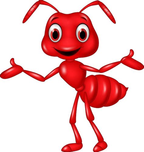 Dibujos Animados De Hormigas Rojas Ondeando Aisladas Sobre Fondo Blanco