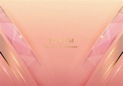 Abstract 3d Template Rose Gold Background With Gold Lines Diagonal