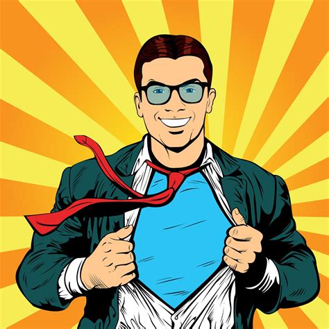 Male Businessman Superhero Pop Art Retro Vector Illustration 274302