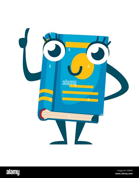 Blue Book Mascot Cartoon Character Design Flat Vector Illustration