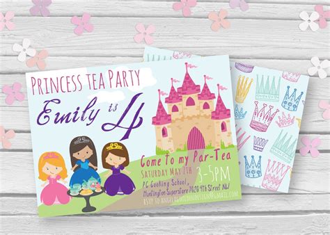 Princess Tea Party Printable Invitation Princess Castle Tea Party For