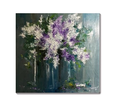 Lilac Oil Painting Big Artwork Original Flowers Art On Canvas Etsy