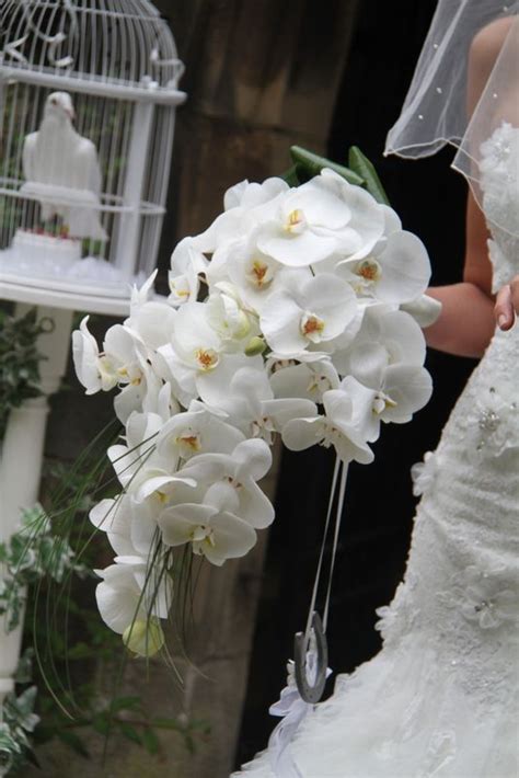 Cascading White Phalaenopsis Orchids Bridal Bouquet White Wedding Bouquets Bridesmaid Bouquet