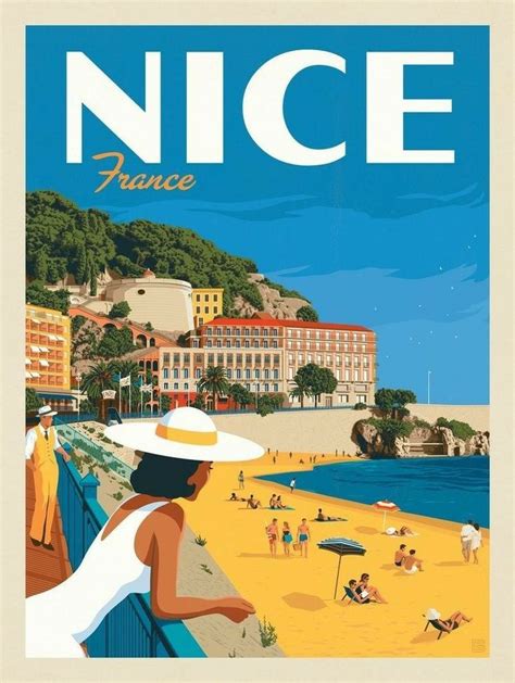 Nice France 🇫🇷 Retro Travel Poster Travel Posters Vintage Poster Art
