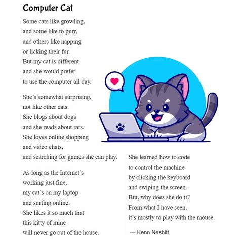 New Funny Poem For Kids Computer Cat