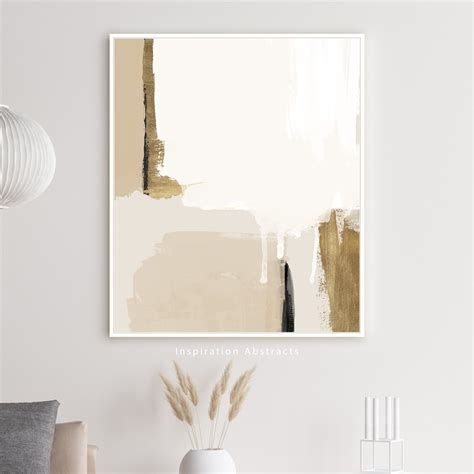 Beige Gold Minimal Abstract Painting Printable Wall Art Etsy Israel