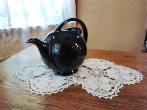 Vintage Navy Blue Tea Pot By Hall Co Made In The Usa Etsy