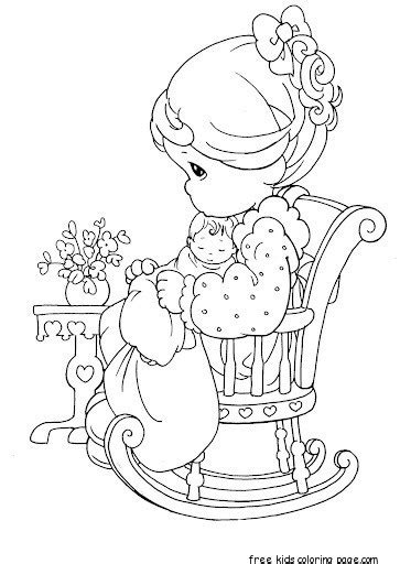 1) if you have javascript enabled you can click the print link in the top half of the page and it will automatically print the coloring page only and ignore the advertising and navigation at the top of the. Precious Moments girl sitting on chair coloring pages ...