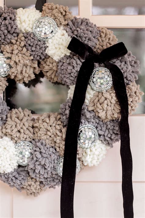 How To Make A Pom Pom Wreath With Disco Balls Perfect For New Years