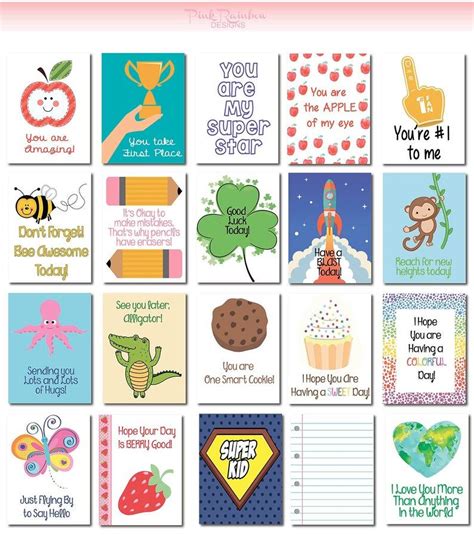 20 Lunch Box Notes Cards With Motivational Messages For Kids Image 0