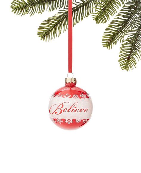 Holiday Lane Macys Red And White Believe Ball Ornament Created For