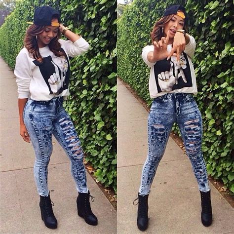 La Girl Swag Outfit Ootd Jeans Tshirt Dope Outfits Swag Outfits