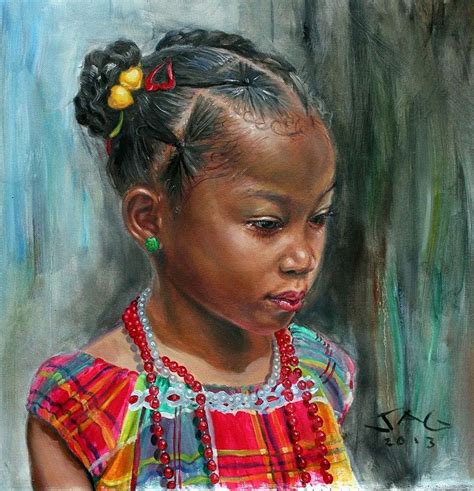 Kejeem Large Portrait 1beautiful Black Child Afro Art African