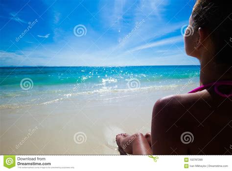 Woman Relaxing On Beach Stock Image Image Of Erotic 102787269