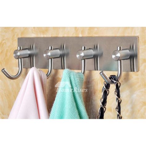 Minimal, modern toilet paper holder. Stainless Steel Robe Hooks No Drill Silver Bathroom