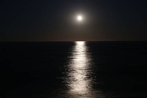 Moons Reflection On Ocean At Night Water Reflections Moon Over