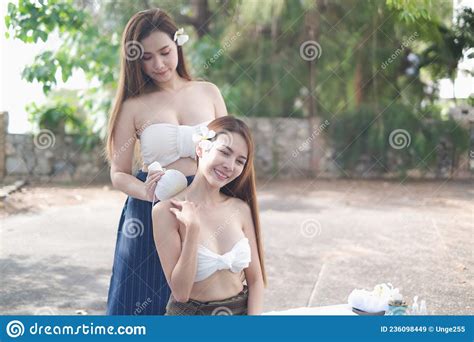 Two Asia Women Doing Spa Massage Together In Outdoor Stock Image Image Of Asia Health 236098449