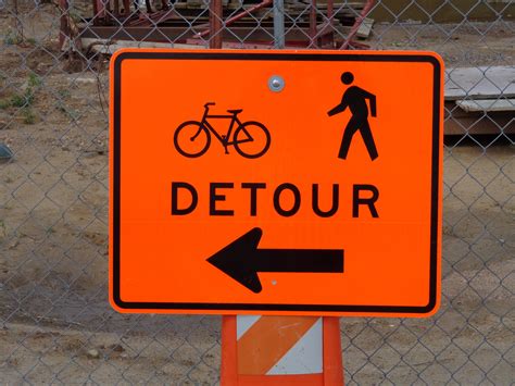 Bicycle And Pedestrian Detour Sign Picture Free Photograph Photos