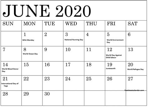 There are 30 days in june 2020. Special Days In June 2020 - Calendar Inspiration Design