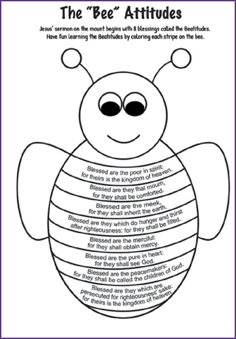 Bee Attitudes Coloring Pages Kids Church Lessons Bible Lessons For