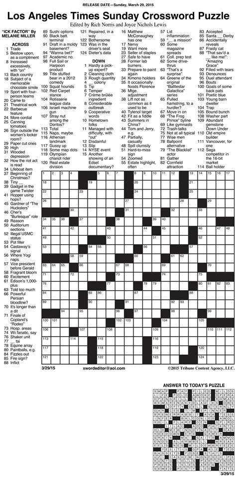 Printable New York Crossword Puzzles Printable Crossword New York