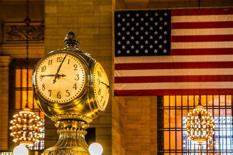 Wallpaper Night Flag Time Usa Station Clock Grand Central Ny