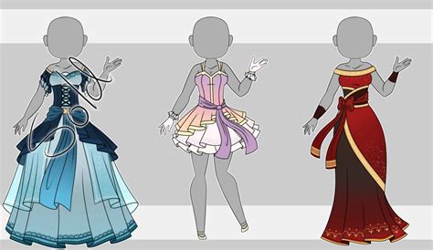 dress adopt set 8 2 3 open on deviantart anime outfits
