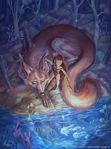 Artstation The Girl The Fox And The Ghost Fish Jeremie Fleury