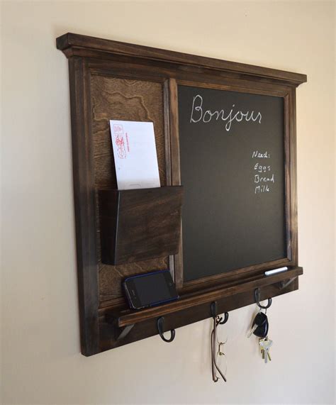 Magnetic large weekly daily planner note reminder wall mounted task organizer 23.5x15. Chalkboard Mail Organizer letter holder Key / Coat / Hat rack