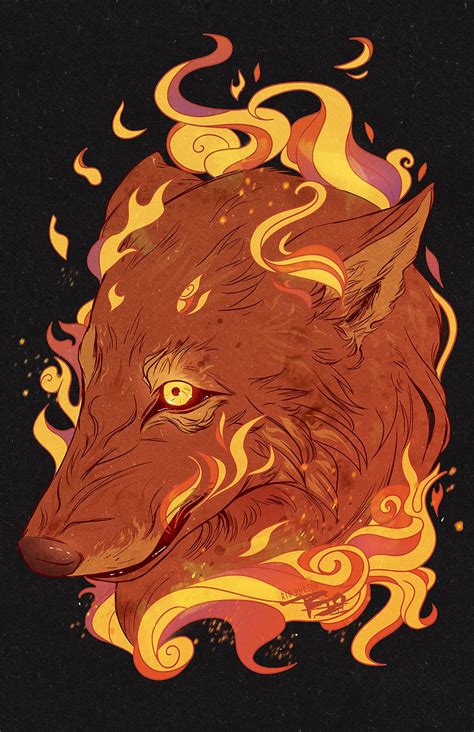Fire Wolf Cartoon Drawings Of Animals Wolf Illustration Wolf Goddess