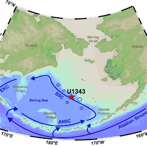 Map Of The Bering Sea Showing The Core Location Of Iodp Site U1343