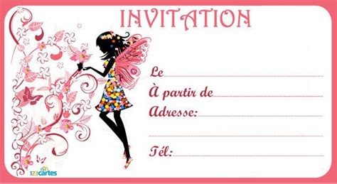 Commandez en ligne à partir de 5.5€ ttc. Silhouette fée - Carte invitation anniversaire Fille ...