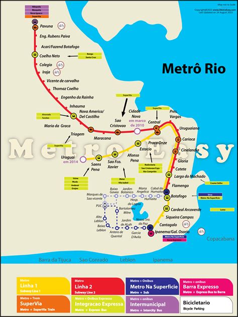 The metrô rio de janeiro is the subway system of the brazilian city of rio de janeiro. Rio de Janeiro Metro Map - TravelsFinders.Com