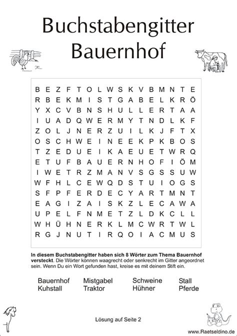 Das super geheime detektiv buchstabenrätsel, wörterrätsel inklusive codewort rätsel. Buchstabengitter für Kinder - Thema Bauernhof