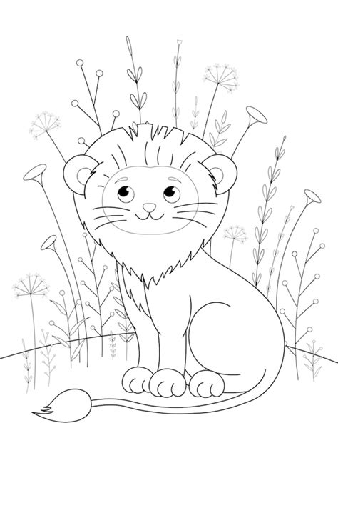 Cute Smiling Lion Coloring Page Download Print Or Color Online For Free