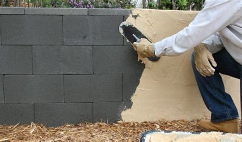 Further, concrete retaining wall blocks are shaped in a way that creates a natural setback as the blocks are stacked. How To Stucco Basement Walls, DIY Interior And Exterior Walls