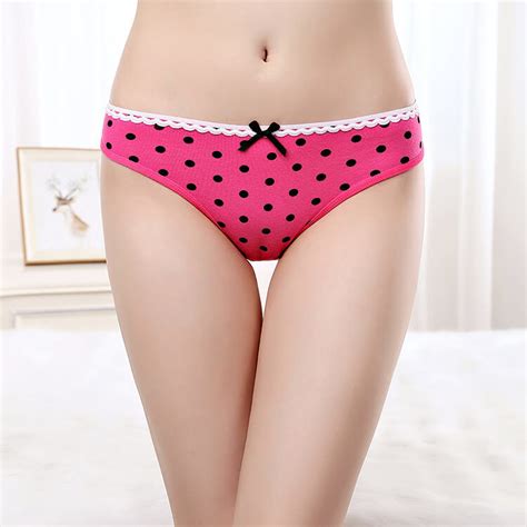 Fancy Cute Dots Print Pink Cotton Teen Sexy Girls Thongs Ladies Thongs G Stringor For Teen Girls