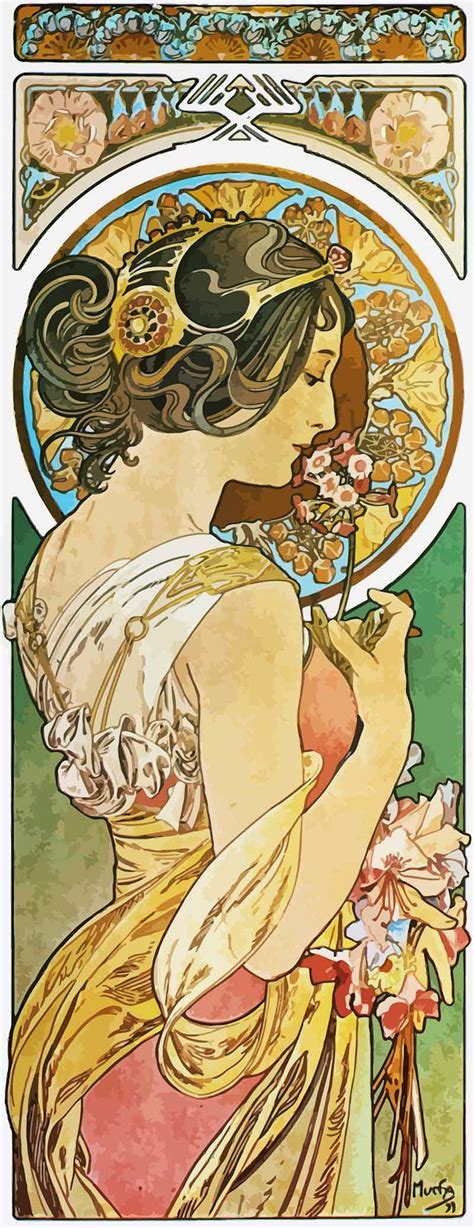 1899 Art Nouveau Primrose By Alphonse Maria Mucha Art Nouveau Mucha