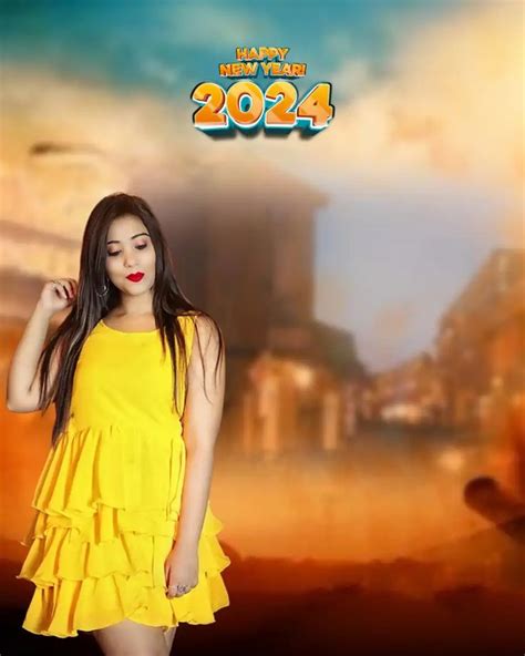 Happy New Year Girl In Yellow Dress 2024 Background Girl Yellow Dress Happy New