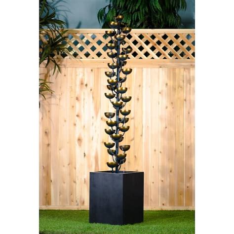 Hi Line T 264 In H Metal Tabletop Fountain Outdoor Fountain In The