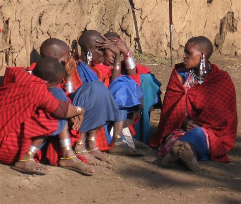 A gathering of Maasai ladies at their village in rural Kenya, Africa ...