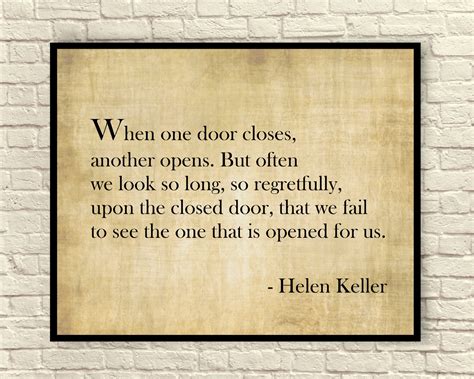 Helen Keller Quote When One Door Closes Another Opens Etsy Helen