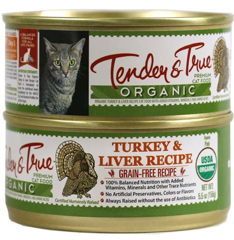 The first is 100% certified organic cat food which is where all of the major ingredients in a recipe are certified organic, including the meat ingredients and the vegetable content. Tender & True Grain Free Organic Turkey and Liver Recipe ...