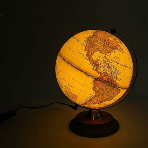 Exerz Illuminated World Globe 2 In 1 Led Light Up Antique Globe Dia