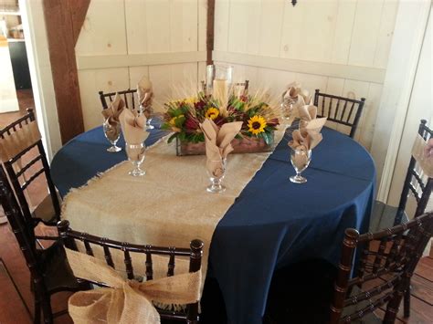 The Barn At Boones Dam Open House Fall Table Navy Blue And Burlap