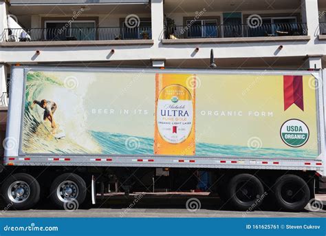 A Delivery Truck With A Michelob Ultra Advertisement On The Side
