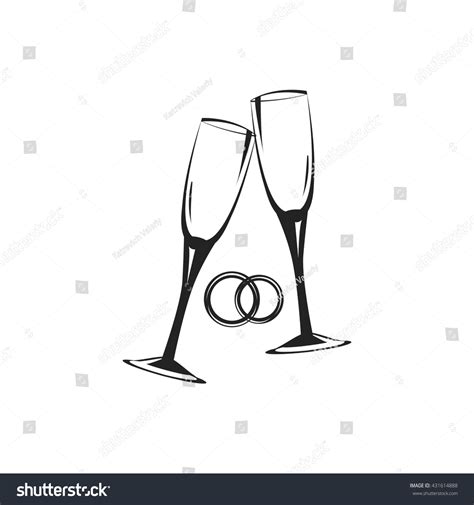 Champagne Glassesgolden Wedding Celebrationscalable Vector Stock Vector Royalty Free 431614888