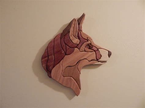 Red Fox Wood Intarsia Wall Hanging Handcrafted Scroll Saw Art Etsy