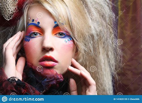 Woman With Creative Make Up Stock Image Image Of Attractive Carnival