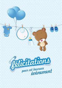 Carte bebe a imprimer gratuit. Carte papier "Félicitations pour cet heureux évènement ...